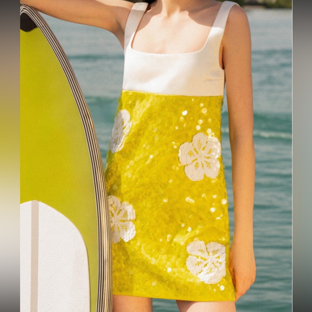 Des Phemmes Yellow & White Sequin Dress